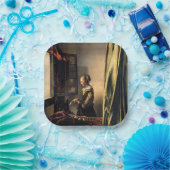 Vermeer - Mädchen, die einen Buchstaben in einem o Pappteller (Party)