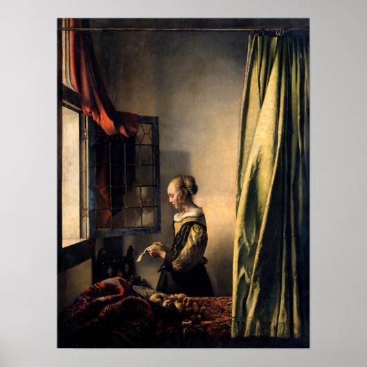 Vermeer - Mädchen, die einen Buchstaben in einem o Poster (Vorne)