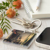 Vermeer - Mädchen, die einen Buchstaben in einem o Schlüsselanhänger (Vorderseite rechts)