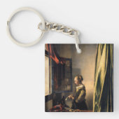 Vermeer - Mädchen, die einen Buchstaben in einem o Schlüsselanhänger (Vorderseite)