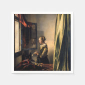 Vermeer - Mädchen, die einen Buchstaben in einem o Serviette (Vorderseite)