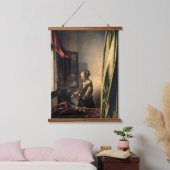 Vermeer - Mädchen, die einen Buchstaben in einem o Wandteppich Mit Holzrahmen (Schlafzimmer)