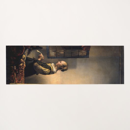 Vermeer - Mädchen, die einen Buchstaben in einem o Yogamatte (Rückseite (Horizontal))