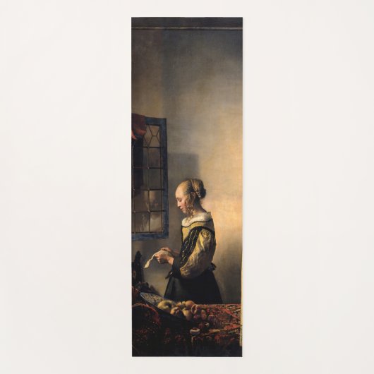 Vermeer - Mädchen, die einen Buchstaben in einem o Yogamatte (Vorderseite)