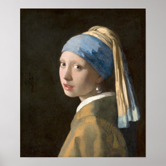 Vermeer - Mädchen mit Perle, 1667 (Hauptquartier) Poster (Vorne)
