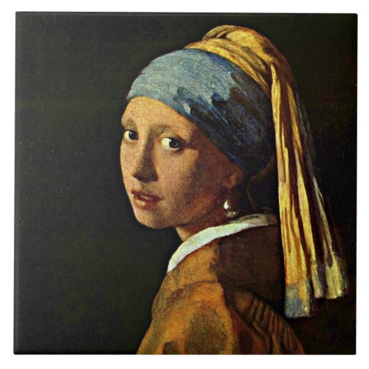 Vermeer: Mädchen mit Perlenohrring (2) Fliese (Vorderseite)