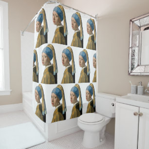 Vermeer - Mädchen mit Perlenohrring abgeschieden Duschvorhang
