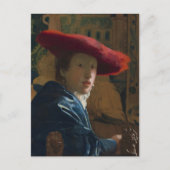 Vermeer - Mädchen mit Red Hat Fine Art Postkarte (Vorderseite)
