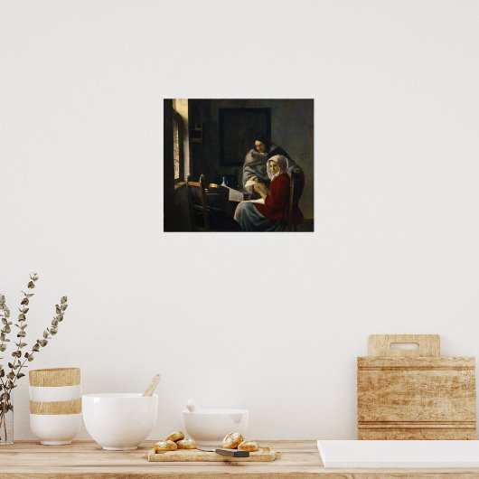 Vermeer - Mädchen unterbrach ihre Musik 1661 Poster (Küche)