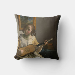 Vermeer Malerei Detail auf Vintag Kissen