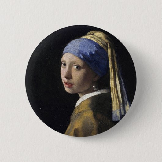 Vermeer-Malerei - Mädchen mit Perlenohrring Button (Vorderseite)