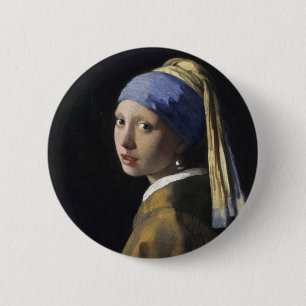 Vermeer-Malerei - Mädchen mit Perlenohrring Button