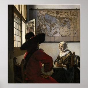 Vermeer - Offizier und Laughing Girl 1660 Poster