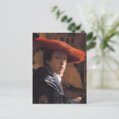Vermeer Painting - Mädchen mit einem Red Hat Postkarte (Stehend Vorderseite)