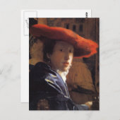 Vermeer Painting - Mädchen mit einem Red Hat Postkarte (Vorne/Hinten)