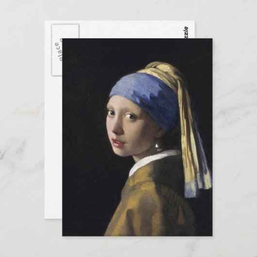 Vermeer Painting - Mädchen mit Perlenohrring Postkarte (Vorne/Hinten)