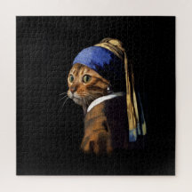 Vermeer Painting Spoof Puss mit Perlenohrring