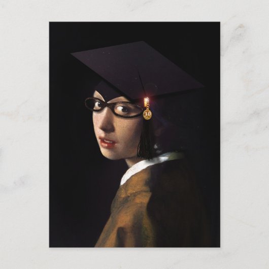 Vermeer Pearl Earring Abschluss Grad Cap Ankündigungspostkarte (Vorderseite)
