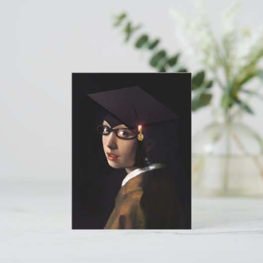 Vermeer Pearl Earring Abschluss Grad Cap Ankündigungspostkarte (Stehend Vorderseite)