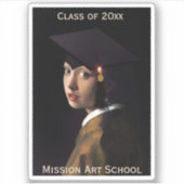 Vermeer Pearl Earring Abschluss Grad Cap Aufkleber (Vorderseite)