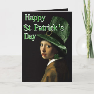 Vermeer Pearl Earring Clover St Patrick's Day Karte