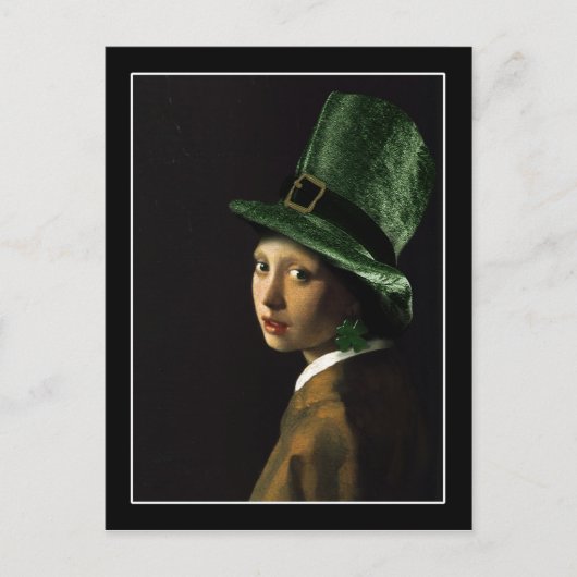 Vermeer Pearl Earring Clover St Patrick's Day Postkarte (Vorderseite)