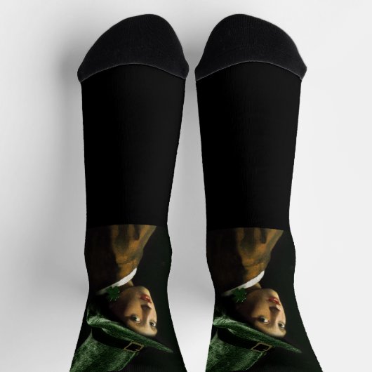Vermeer Pearl Earring Clover St Patrick's Day Socken (Oben)