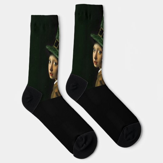 Vermeer Pearl Earring Clover St Patrick's Day Socken (Rechts)