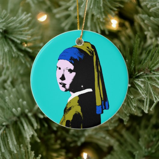 Vermeer Pearl Earring Pop Art Keramik Ornament (Baum)