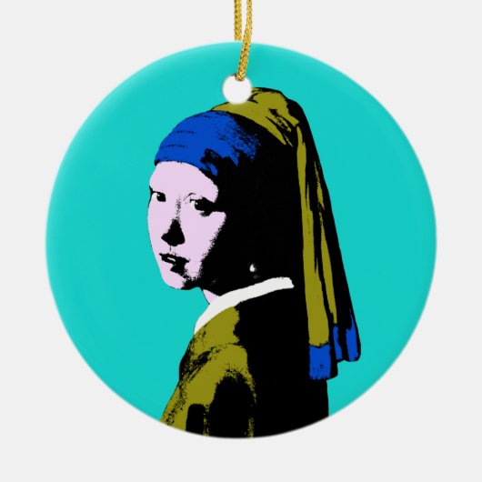 Vermeer Pearl Earring Pop Art Keramik Ornament (Vorne)