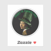 Vermeer Perlenohrring Kleeblatt St. Patrick's Day Aufkleber (Blatt)