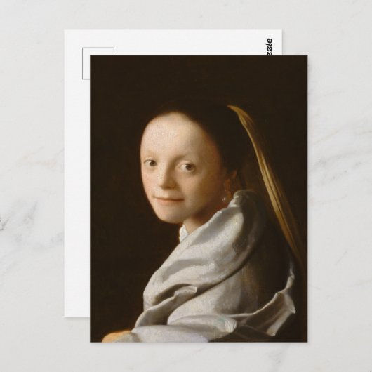 Vermeer - Porträt einer jungen Frau mit einer schö Postkarte (Vorne/Hinten)