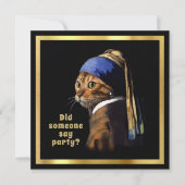 Vermeer Spoof Puss mit einer Perle, die eine Katze Einladung (Vorderseite)