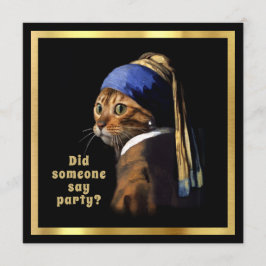 Vermeer Spoof Puss mit einer Perle, die eine Katze Einladung