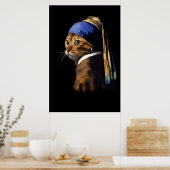 Vermeer Spoof Puss mit Pearl Earring Large Post Poster (Küche)
