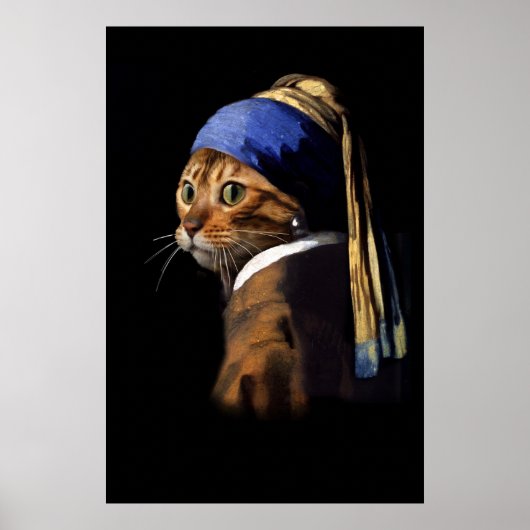 Vermeer Spoof Puss mit Pearl Earring Large Post Poster (Vorne)