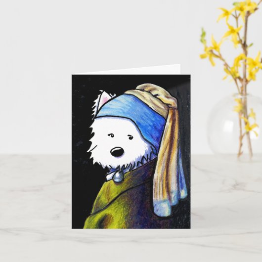 Vermeer Westie mit Pearl Earring Note Card Karte (Gelbe Blume)