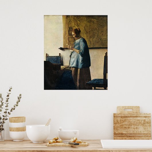 Vermeers Frau in Blue Reading a Letter ca.1665 Poster (Küche)
