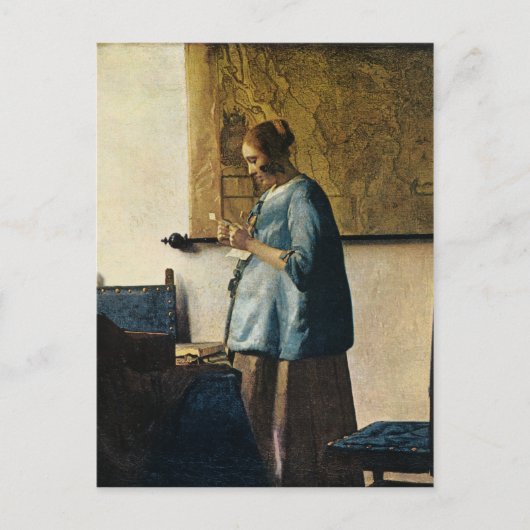 Vermeers Frau in Blue Reading a Letter ca.1665 Postkarte (Vorderseite)