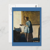 Vermeers Frau in Blue Reading a Letter ca.1665 Postkarte (Vorne/Hinten)