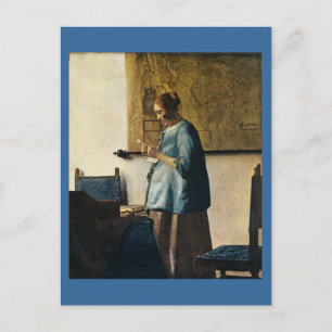 Vermeers Frau in Blue Reading a Letter ca.1665 Postkarte