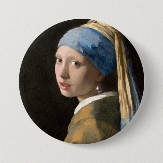Vermeer's Girl mit Perlenohrring Button (Vorderseite)