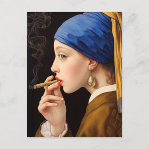 Vermeer's Girl mit Perlenrauchen Feiertagspostkarte