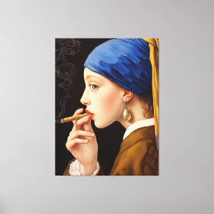 Vermeer's Girl mit Perlenrauchen Leinwanddruck