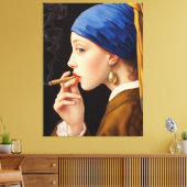 Vermeer's Girl mit Perlenrauchen Leinwanddruck (Insitu (Wohnzimmer))
