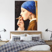 Vermeer's Girl mit Perlenrauchen Leinwanddruck (Insitu (Schlafzimmer))