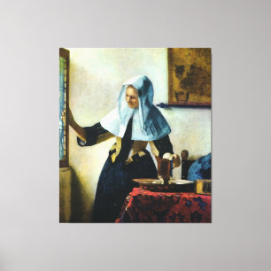 Vermeers junge Frau mit einem Wasserpitcher ca. 16 Leinwanddruck