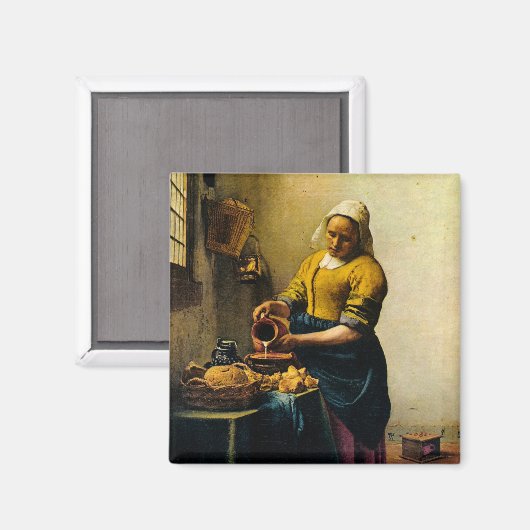 Vermeers Maidservant Pouring Milk (ca. 1660) Magnet (Vorderseite/Rückseite)