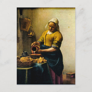 Vermeers Maidservant Pouring Milk (ca. 1660) Postkarte