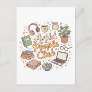 Vermeide Menschen Club Cozy Introvert Vibes Postkarte